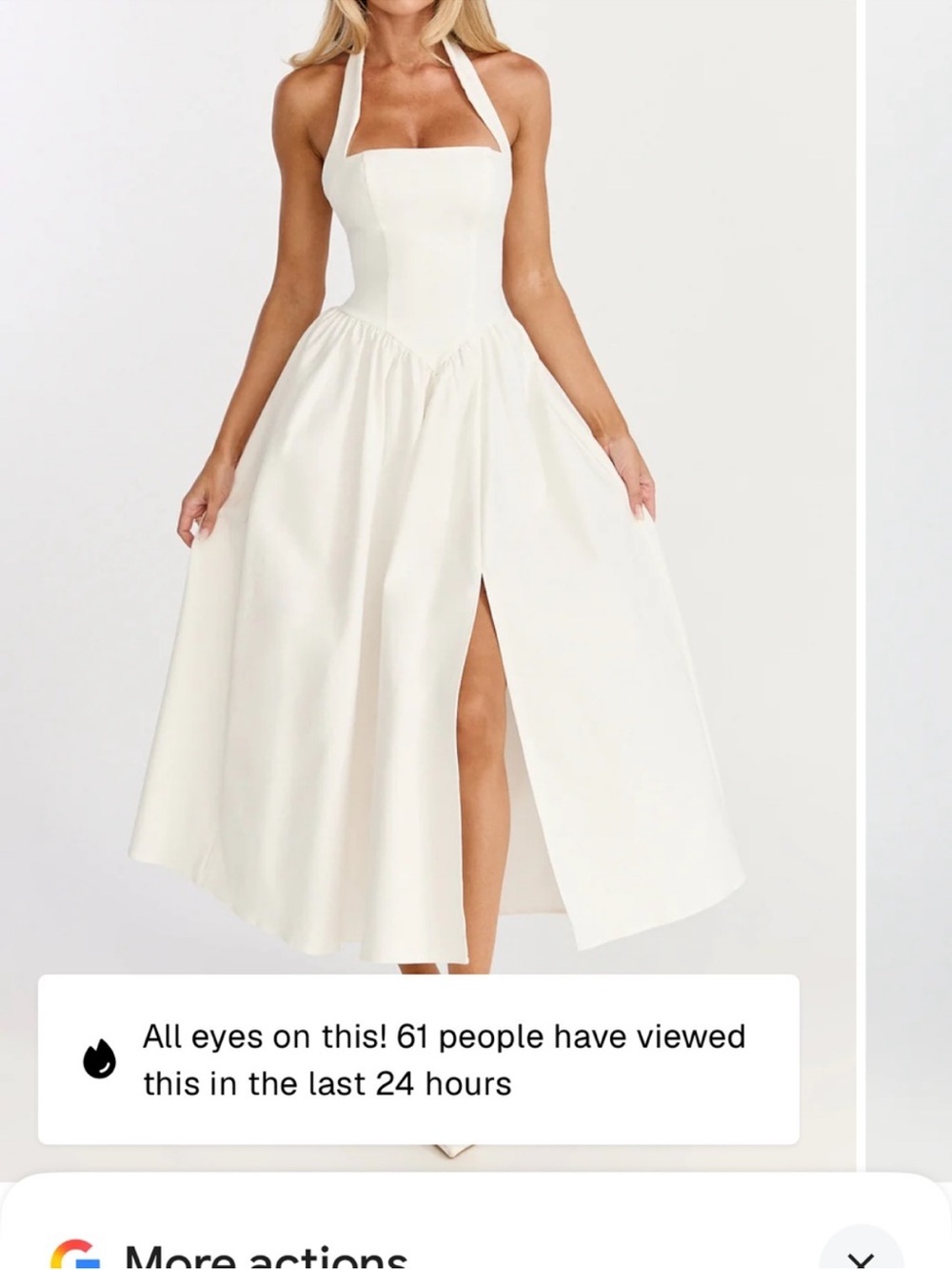 Showpo Cream Halter Midi Dress with Front Slit NWT